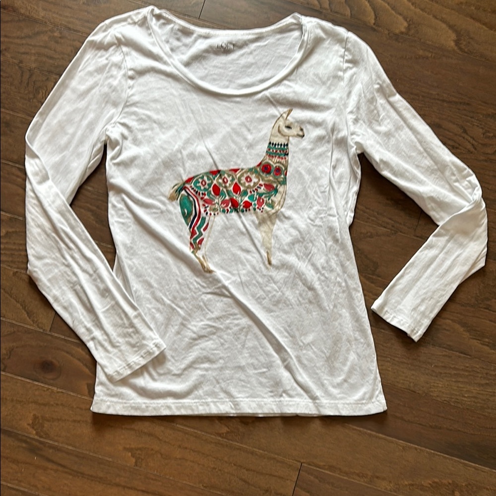 White Llama Print Women's Top